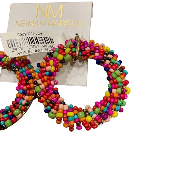 Neiman Marcus | New Beaded Hoop Earrings New With Tags NWT - Picture 2 of 6